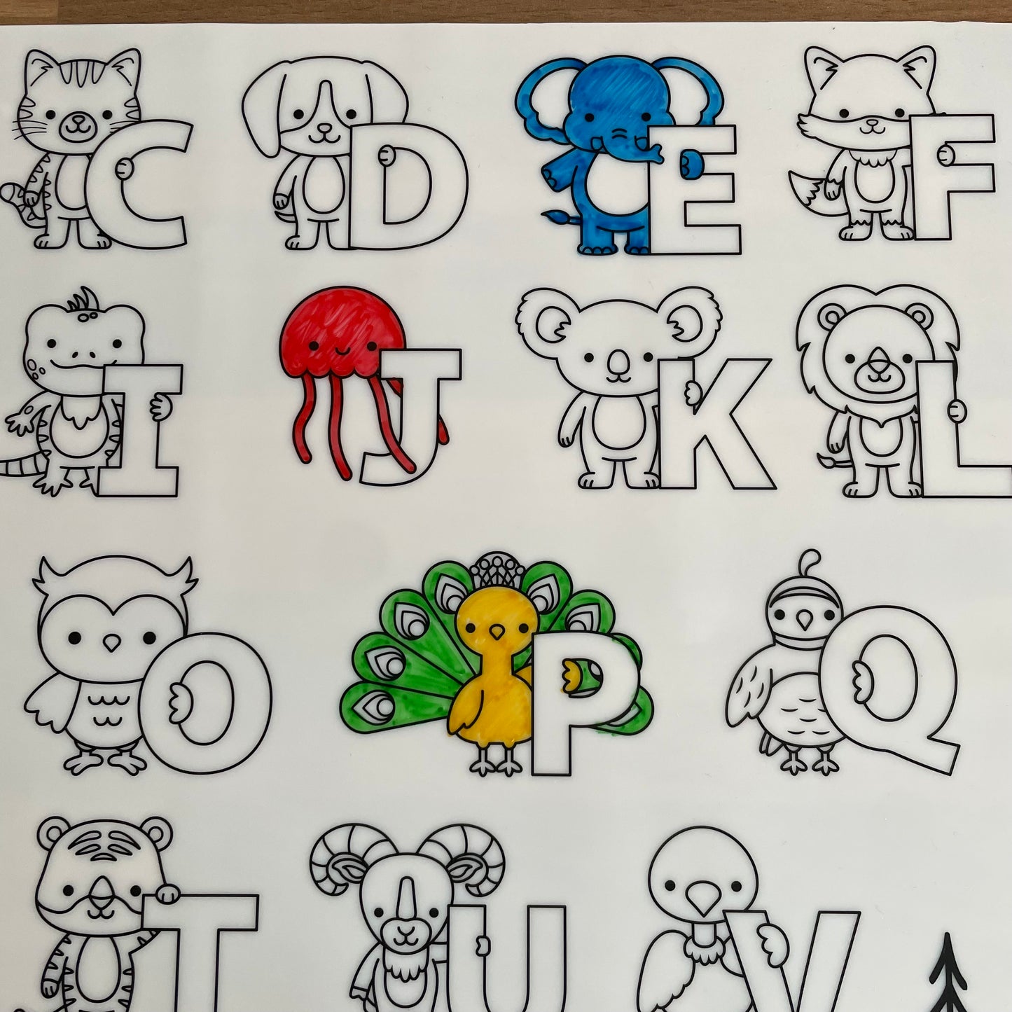 Animal Alphabet Reusable Wipe-Clean Colouring Mat