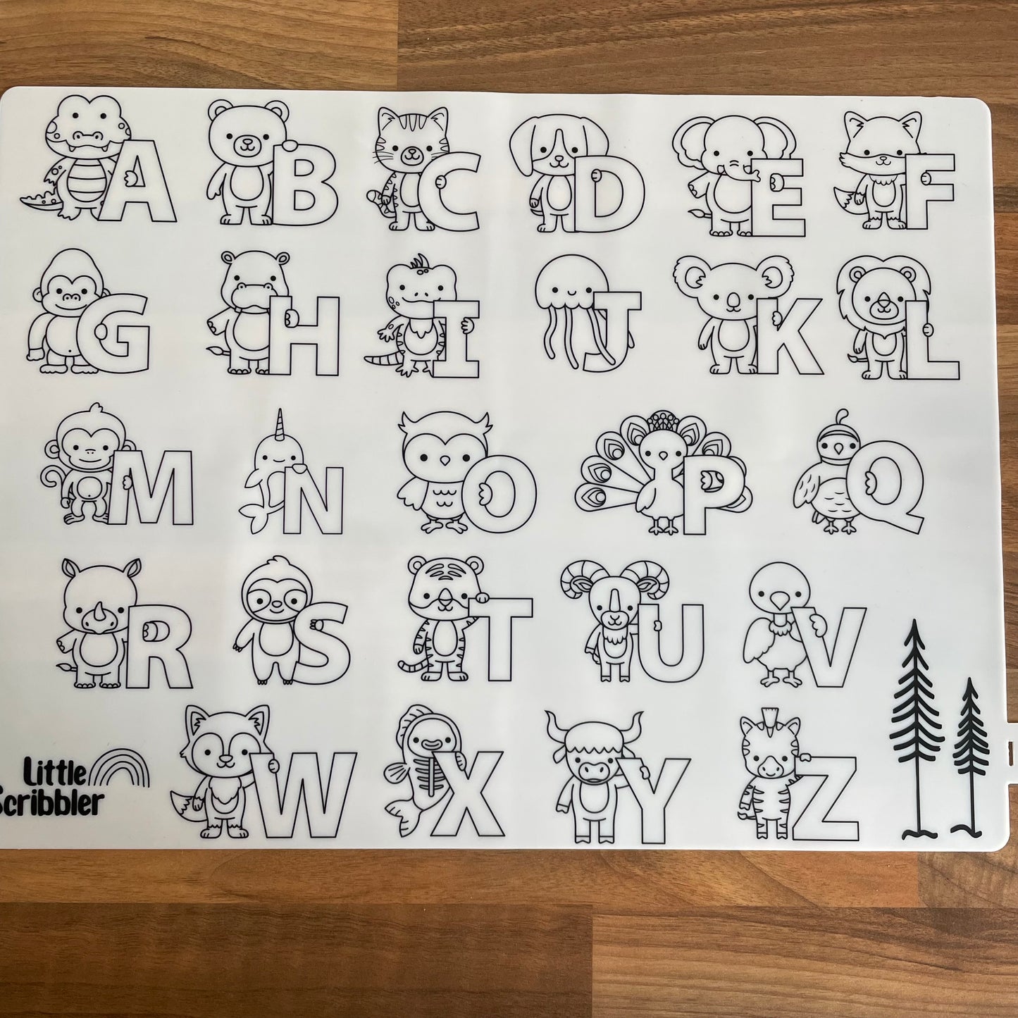 Animal Alphabet Reusable Wipe-Clean Colouring Mat