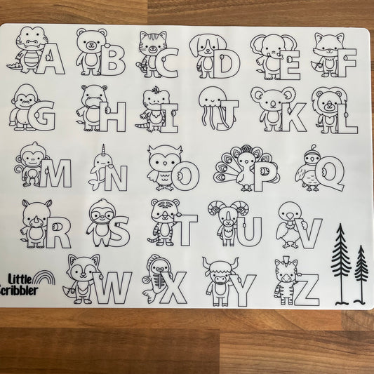 Animal Alphabet Reusable Wipe-Clean Colouring Mat