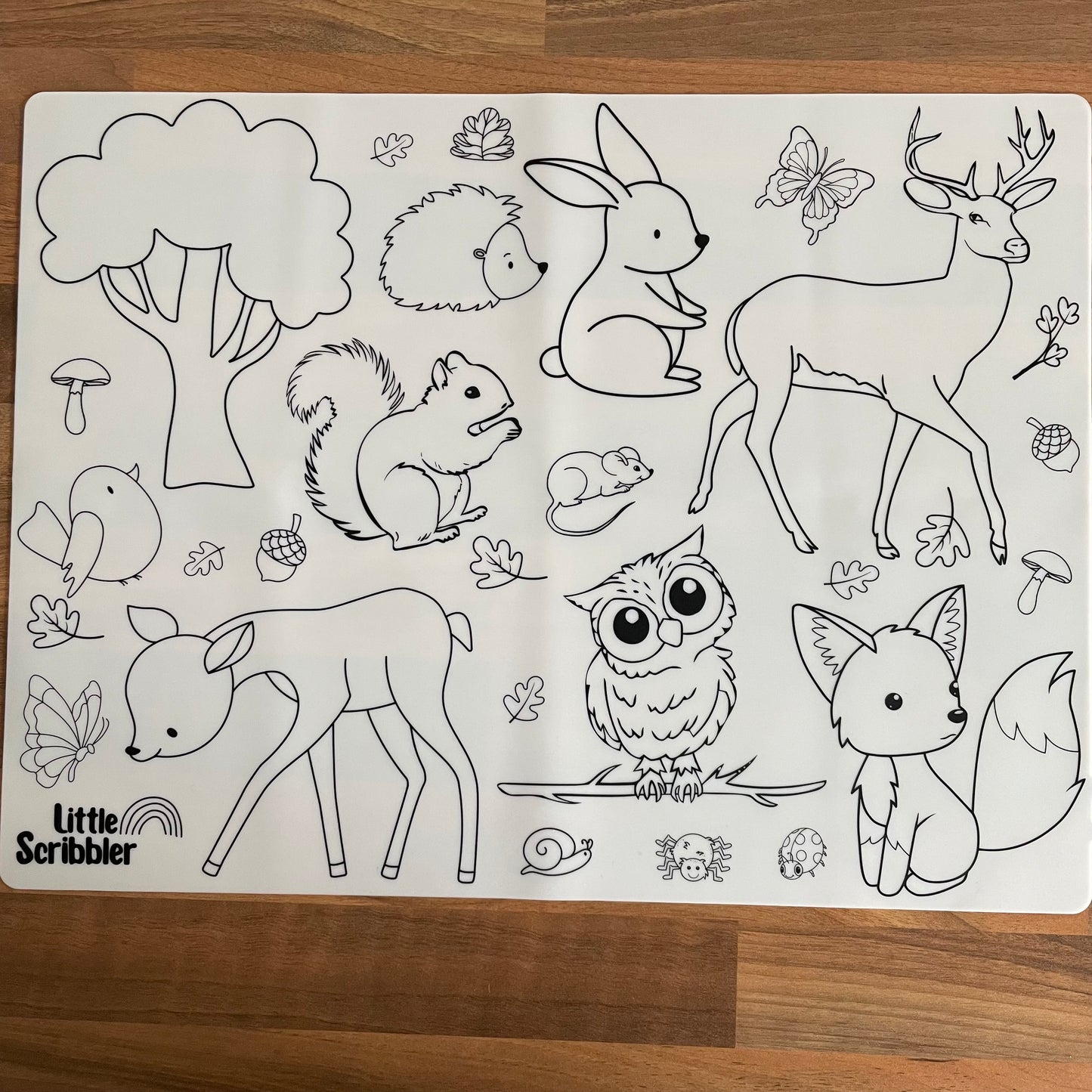 Woodland Creatures Reusable Wipe-Clean Colouring Mat