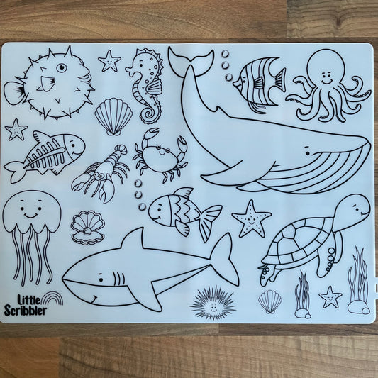 Sea Creatures Reusable Wipe-Clean Colouring Mat